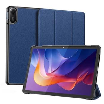 DUX DUCIS DOMO tok álló, bőr hatású (aktív FLIP, oldalra nyíló, TRIFOLD, asztali tartó, ceruza tartó) SÖTÉTKÉK Xiaomi Redmi Pad 2 kép