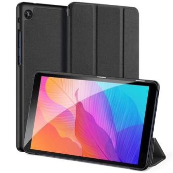 DUX DUCIS DOMO tok álló, bőr hatású (aktív FLIP, oldalra nyíló, TRIFOLD asztali tartó funkció, textil minta) FEKETE Huawei MatePad T8 LTE, Huawei MatePad T8 WIFI kép