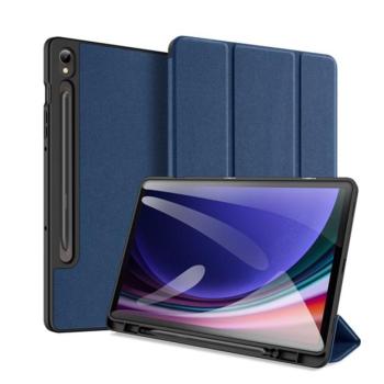 DUX DUCIS DOMO tok álló, bőr hatású (aktív FLIP, oldalra nyíló, TRIFOLD asztali tartó funkció, textil minta) SÖTÉTKÉK Samsung Galaxy Tab S9 FE WIFI (SM-X510), Samsung Galaxy Tab S9 FE LTE kép