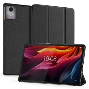 DUX DUCIS DOMO tok álló, bőr hatású (aktív FLIP, oldalra nyíló, TRIFOLD, asztali tartó, textil minta) FEKETE Lenovo Tab K11 Plus (TB352) kép