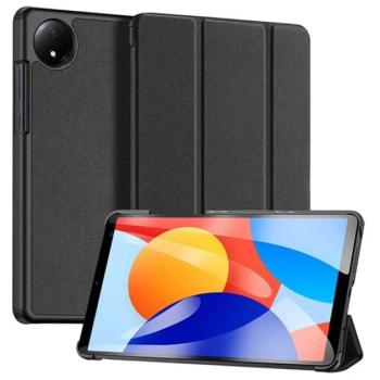 DUX DUCIS DOMO tok álló, bőr hatású (aktív FLIP, oldalra nyíló, TRIFOLD, asztali tartó, textil minta) FEKETE Xiaomi Redmi Pad SE 8.7 kép