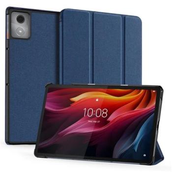 DUX DUCIS DOMO tok álló, bőr hatású (aktív FLIP, oldalra nyíló, TRIFOLD, asztali tartó, textil minta) SÖTÉTKÉK Lenovo Tab K11 Plus (TB352) kép