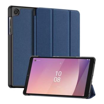 DUX DUCIS DOMO tok álló, bőr hatású (aktív FLIP, oldalra nyíló, TRIFOLD, asztali tartó, textil minta) SÖTÉTKÉK Lenovo Tab M8 Gen4 (TB300F) WIFI, Tab M8 Gen4 (TB300X) LTE kép