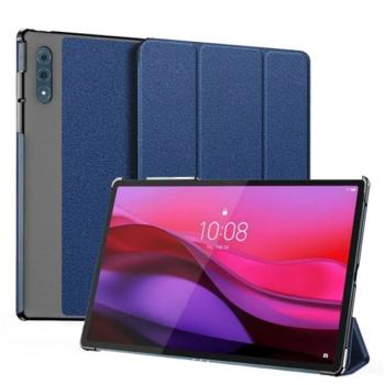 DUX DUCIS DOMO tok álló, bőr hatású (aktív FLIP, oldalra nyíló, TRIFOLD, asztali tartó, textil minta) SÖTÉTKÉK Lenovo Yoga Tab Plus (TB520FU) kép