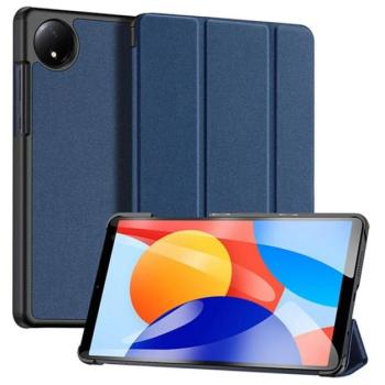 DUX DUCIS DOMO tok álló, bőr hatású (aktív FLIP, oldalra nyíló, TRIFOLD, asztali tartó, textil minta) SÖTÉTKÉK Xiaomi Redmi Pad SE 8.7 kép