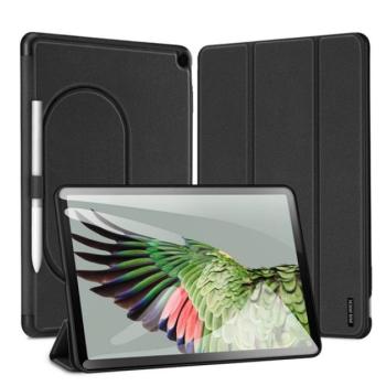 DUX DUCIS DOMO tok álló, bőr hatású (aktív FLIP, oldalra nyíló, TRIFOLD, érintőceruza tartó, textil minta) FEKETE Google Pixel Tablet kép