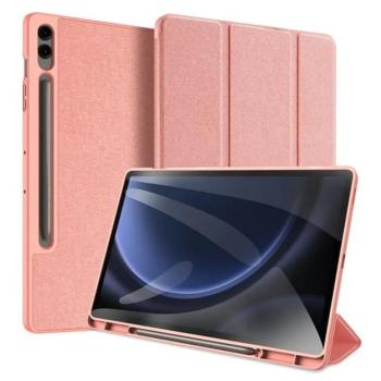 DUX DUCIS DOMO tok álló, bőr hatású (aktív FLIP, oldalra nyíló, TRIFOLD, S Pen tartó, textil minta) RÓZSASZÍN Samsung Galaxy Tab S9 FE Plus LTE (SM-X616), Galaxy Tab S9 FE Plus WIFI (SM-X610) kép