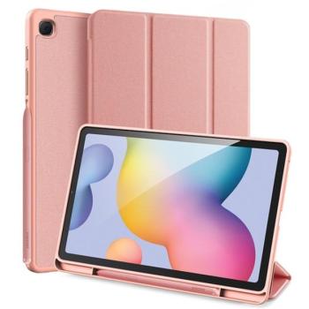 DUX DUCIS DOMO tok álló, bőr hatású (aktív, oldalra nyíló, TRIFOLD, asztali tartó, ceruza tartó, textil minta) ROZÉARANY SamsungGalaxy Tab S6 Lite 10.4 LTE (SM-P619) 2022, Galaxy Tab S6 Lite 10.4 WIFI (SM-P613) 2022 kép