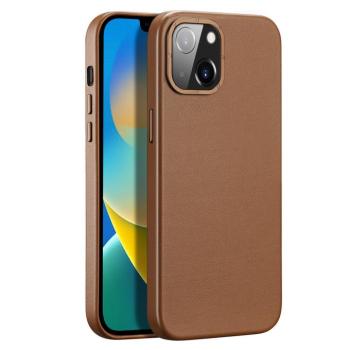 Dux Ducis Grit bőr tok iPhone 14 Elegáns műbőr borítás (MagSafe kompatibilis) Barna kép
