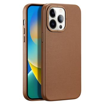 Dux Ducis Grit bőr tok iPhone 14 Pro Max Elegáns műbőr borítás (MagSafe kompatibilis) Barna kép
