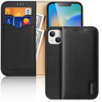 Dux Ducis Hivo bőr Flip Cover valódi bőrből készült tárca kártyákhoz és dokumentumokhoz iPhone 14 Plus Fekete kép