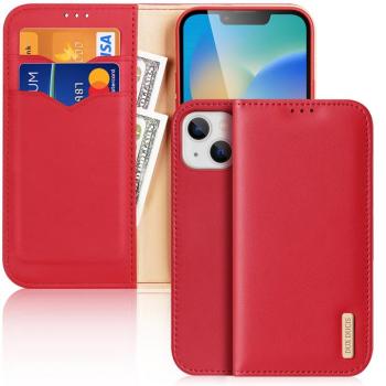 Dux Ducis Hivo bőr Flip Cover valódi bőrből készült tárca kártyákhoz és dokumentumokhoz iPhone 14 Plus piros kép