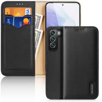 Dux Ducis HIVO Bőr Flip telefontok valódi bőr pénztárca kártyákhoz és dokumentumokhoz Samsung Galaxy S22 + (S22 Plus) fekete kép