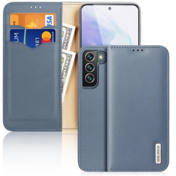 Dux Ducis HIVO Bőr Flip telefontok valódi bőr pénztárca kártyákhoz és dokumentumokhoz Samsung Galaxy S22 + (S22 Plus) kék kép