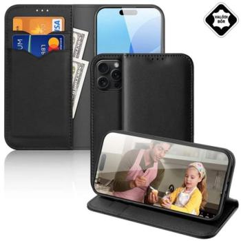 DUX DUCIS HIVO tok álló, valódi bőr (FLIP, oldalra nyíló, asztali tartó, kártyazseb, RFID) FEKETE Apple iPhone 16 Pro Max kép