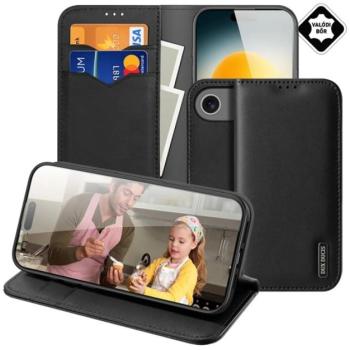 DUX DUCIS HIVO tok álló, valódi bőr (FLIP, oldalra nyíló, asztali tartó, kártyazseb, RFID) FEKETE Apple iPhone 17 Air kép