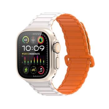 Dux Ducis KJ nylon Apple Watch 42/44/45/49mm szíj, ezüst-narancs kép