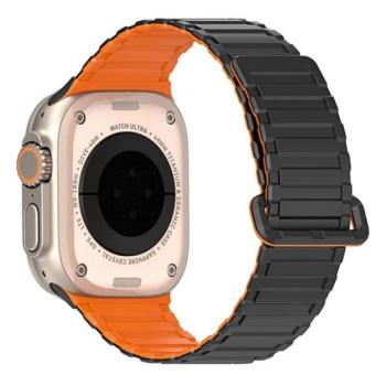 DUX DUCIS KJ pótszíj (egyedi méret, nagy, szilikon, izzadságálló, mágneses) FEKETE/NARANCSSÁRGA Apple Watch Series 5 44mm, Watch Series 4 44mm, Watch Series 3 42mm kép