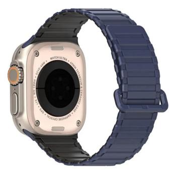 DUX DUCIS KJ pótszíj (egyedi méret, nagy, szilikon, izzadságálló, mágneses) FEKETE/SÖTÉTKÉK Apple Watch Series 5 44mm, Watch Series 4 44mm, Watch Series 3 42mm kép