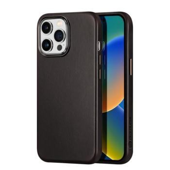 Dux Ducis Naples tok iPhone 14 Pro Max bőr tok (MagSafe kompatibilis) Sötétbarna kép