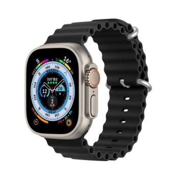 Dux Ducis Ocean Wave Apple Watch 42/44/45mm szilikon szíj, fekete kép