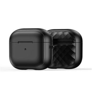 DUX DUCIS PECC szilikon tok (ütésállóság, karabíner, rombusz) FEKETE Apple AirPods 3 kép