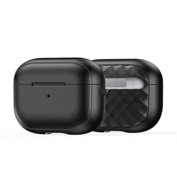 DUX DUCIS PECC szilikon tok (ütésállóság, karabíner, rombusz) FEKETE Apple AirPods Pro 2 kép