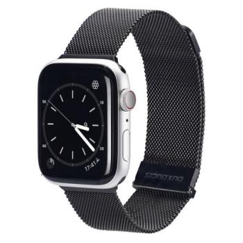 DUX DUCIS pótszíj (egyedi méret, alumínium, milánói, mágneses zár) FEKETE Apple Watch Series 2 42mm, Apple Watch Series 3 42mm, Apple Watch Series 4 44mm, Apple Watch Series 5 44mm, Apple Watc kép