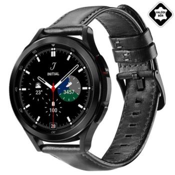 DUX DUCIS pótszíj (univerzális, 20 mm, valódi bőr) FEKETE Huawei Watch GT 2 42mm, Samsung Galaxy Watch Active 2 44mm (SM-R820N), Samsung Galaxy Watch Active 2 40mm (SM-R830N), Samsung Galaxy Watc kép
