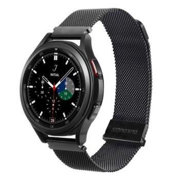 DUX DUCIS pótszíj (univerzális, 22 mm, alumínium, milánói, mágneses zár) FEKETE Huawei Watch GT Active, Huawei Watch, Huawei Watch 2, Samsung Galaxy Watch 46mm (SM-R800N), Samsung Gear S3 Fron kép