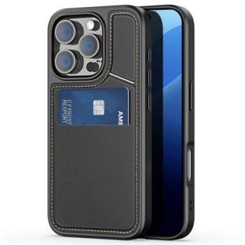 DUX DUCIS RAFI II MAG szilikon telefonvédő (kitámasztó, kártyazseb, RFID, MagSafe) FEKETE Apple iPhone 16 Pro Max kép