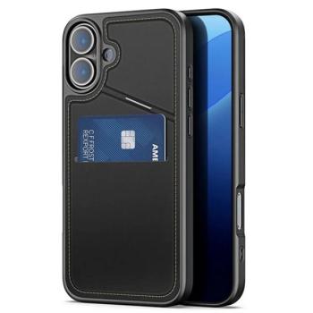 DUX DUCIS RAFI II MAG szilikon telefonvédő (kitámasztó, kártyazseb, RFID, MagSafe) FEKETE Apple iPhone 16 kép