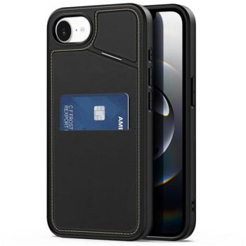 DUX DUCIS RAFI II MAG szilikon telefonvédő (kitámasztó, kártyazseb, RFID, MagSafe) FEKETE Apple iPhone 16e kép