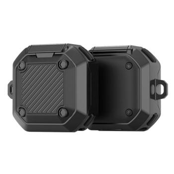 DUX DUCIS SECG szilikon tok (ütésállóság, karabíner, csíkos) FEKETE Galaxy Buds Live / Buds Pro / Buds 2 / Buds 2 Pro kép