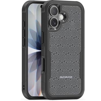 Dux Ducis SHLD Apple iPhone 17 hátlap tok megerősített szélekkel, kameravédelemmel, fekete (háromszög minta) kép