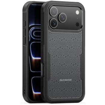 Dux Ducis SHLD Apple iPhone 17 Pro hátlap tok megerősített szélekkel, kameravédelemmel, fekete (háromszög minta) kép