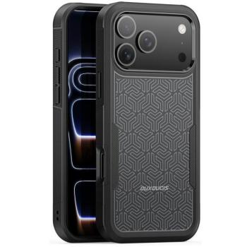 Dux Ducis SHLD Apple iPhone 17 Pro Max hátlap tok megerősített szélekkel, kameravédelemmel, fekete (háromszög minta) kép