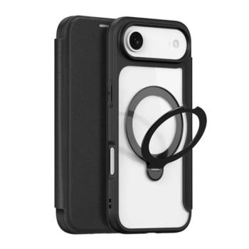 DUX DUCIS SKIN X PRO tok álló, bőr hatású (FLIP, oldalra nyíló, RFID, kitámasztó, MagSafe) FEKETE Apple iPhone 17 Air kép