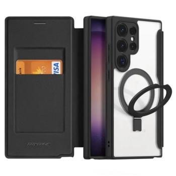 DUX DUCIS SKIN X PRO tok álló, bőr hatású (FLIP, oldalra nyíló, RFID, kitámasztó, MagSafe) FEKETE Samsung Galaxy S24 Ultra (SM-S928) kép