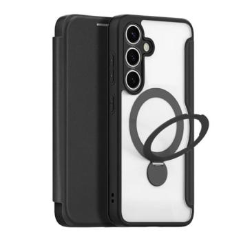DUX DUCIS SKIN X PRO tok álló, bőr hatású (FLIP, oldalra nyíló, RFID, kitámasztó, MagSafe) FEKETE Samsung Galaxy S25 Plus (SM-S936) kép