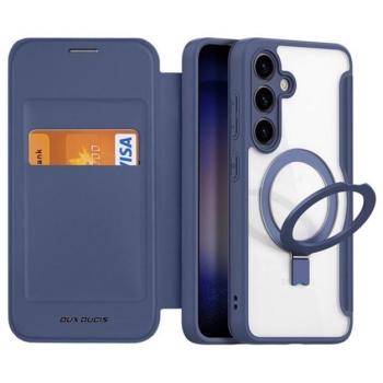 DUX DUCIS SKIN X PRO tok álló, bőr hatású (FLIP, oldalra nyíló, RFID, kitámasztó, MagSafe) SÖTÉTKÉK Samsung Galaxy S24 (SM-S921) kép