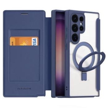 DUX DUCIS SKIN X PRO tok álló, bőr hatású (FLIP, oldalra nyíló, RFID, kitámasztó, MagSafe) SÖTÉTKÉK Samsung Galaxy S24 Ultra (SM-S928) kép