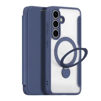 DUX DUCIS SKIN X PRO tok álló, bőr hatású (FLIP, oldalra nyíló, RFID, kitámasztó, MagSafe) SÖTÉTKÉK Samsung Galaxy S25 Plus (SM-S936) kép