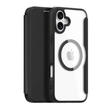 DUX DUCIS SKIN X PRO tok álló, bőr hatású (FLIP, oldalra nyíló, RFID, MagSafe) FEKETE Apple iPhone 16 Plus kép