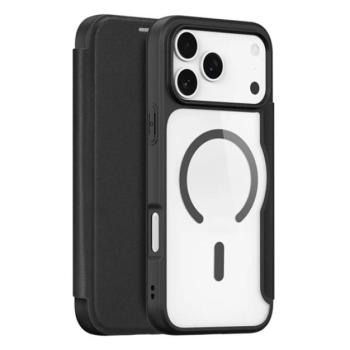 DUX DUCIS SKIN X PRO tok álló, bőr hatású (FLIP, oldalra nyíló, RFID, MagSafe) FEKETE Apple iPhone 17 Pro kép