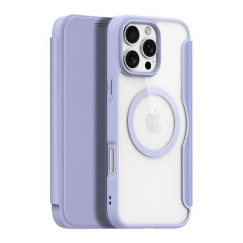 DUX DUCIS SKIN X PRO tok álló, bőr hatású (FLIP, oldalra nyíló, RFID, MagSafe) LILA Apple iPhone 16 Pro Max kép