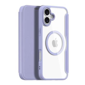 DUX DUCIS SKIN X PRO tok álló, bőr hatású (FLIP, oldalra nyíló, RFID, MagSafe) LILA Apple iPhone 16 kép