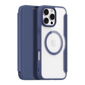 DUX DUCIS SKIN X PRO tok álló, bőr hatású (FLIP, oldalra nyíló, RFID, MagSafe) SÖTÉTKÉK Apple iPhone 16 Pro Max kép