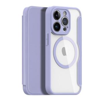 DUX DUCIS SKIN X PRO tok álló, bőr hatású (FLIP, oldalra nyíló, vezeték nélküli töltés, Magsafe) LILA Apple iPhone 15 Pro Max kép