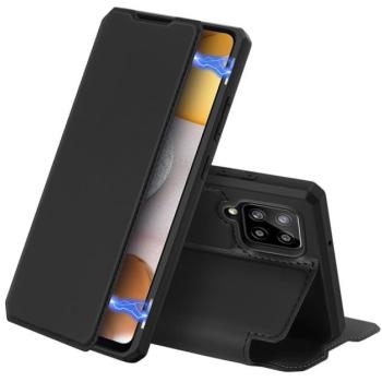 DUX DUCIS SKIN X tok álló, bőr hatású (FLIP, oldalra nyíló, asztali tartó, vezeték nélküli töltés támogatás) FEKETE Samsung Galaxy A42 5G (SM-A425F) kép